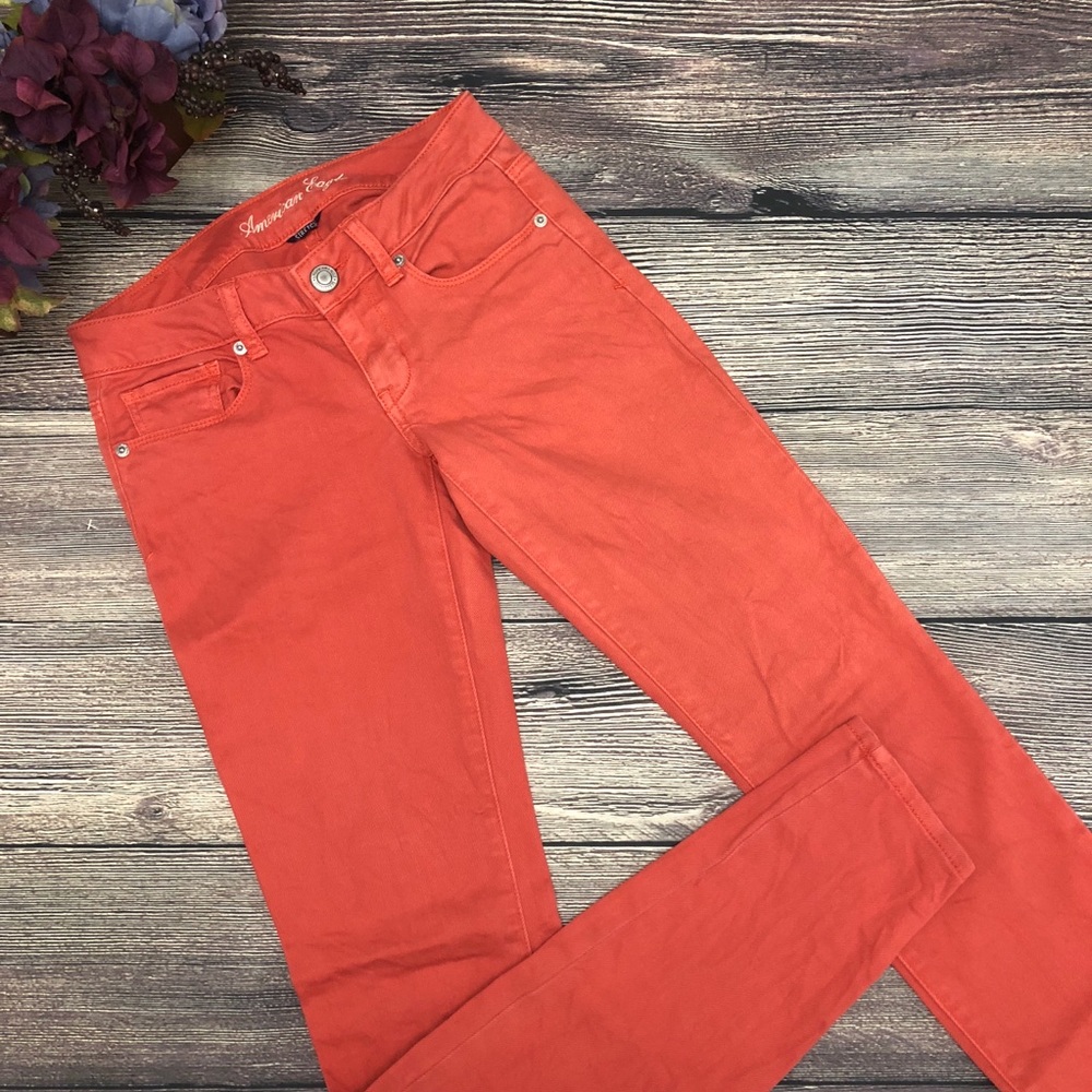 American Eagle AEO Skinny Jeans red coral sz 00